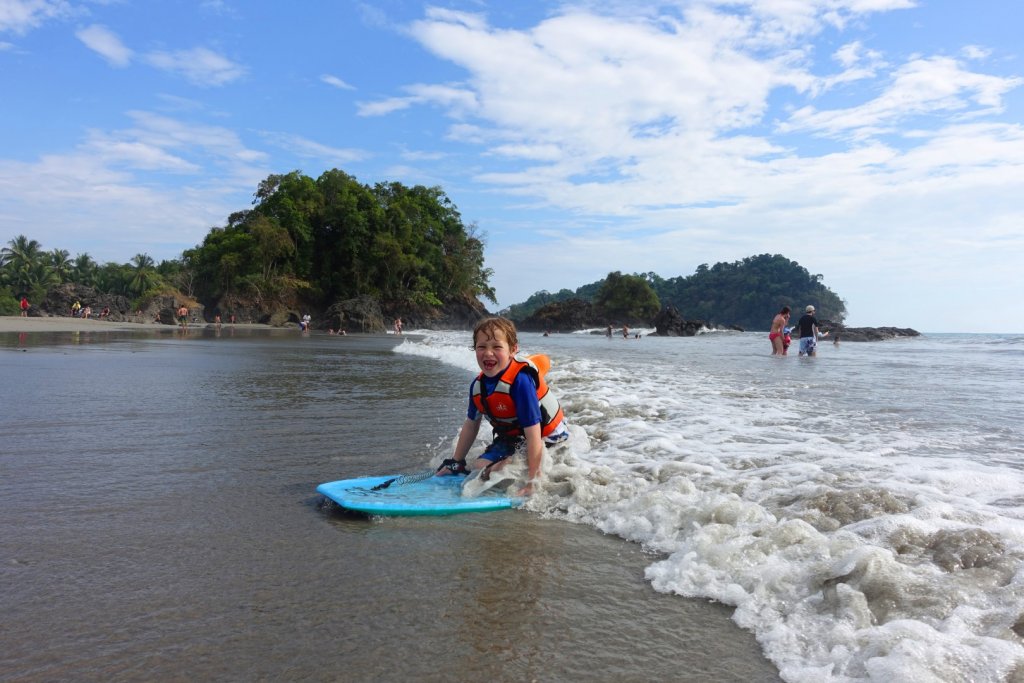 playing in the waves