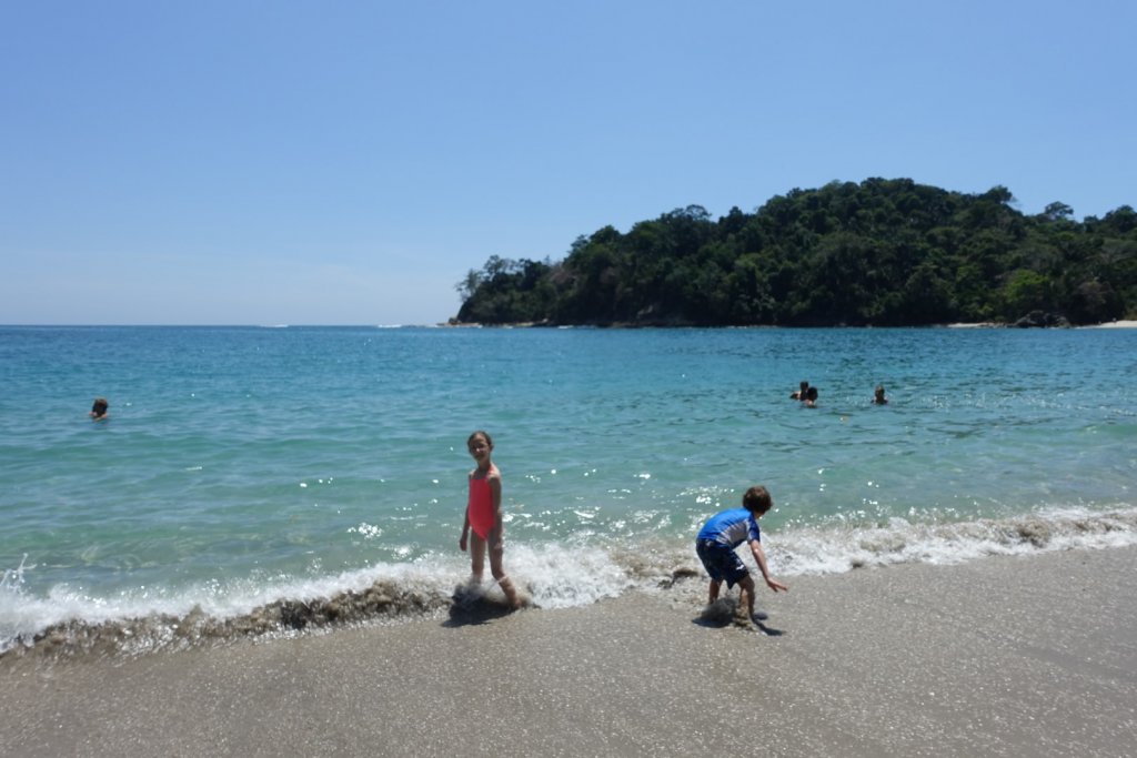 playing in the waves at the beach