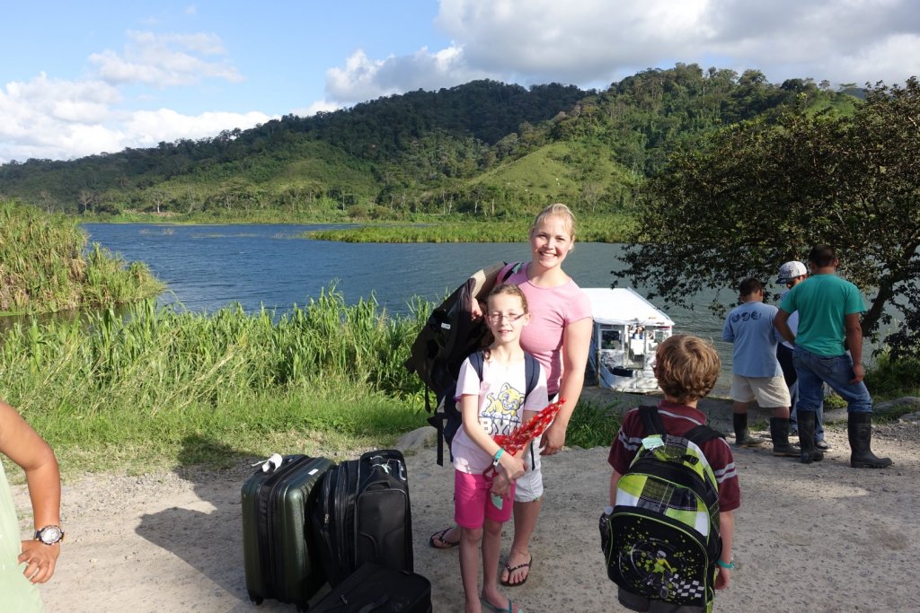 With luggage after boat ride