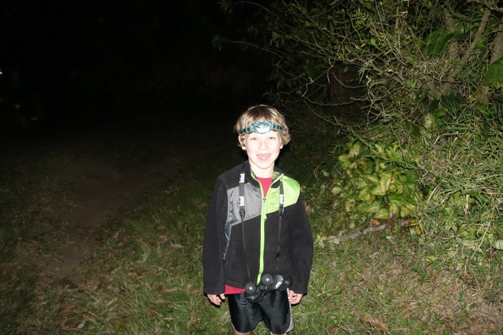 Ready for a night hike with binoculars and headlamp