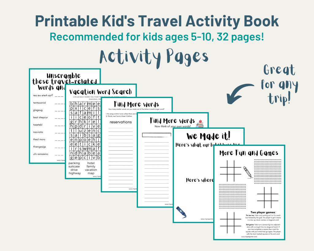 kids travel activity book printable pdf